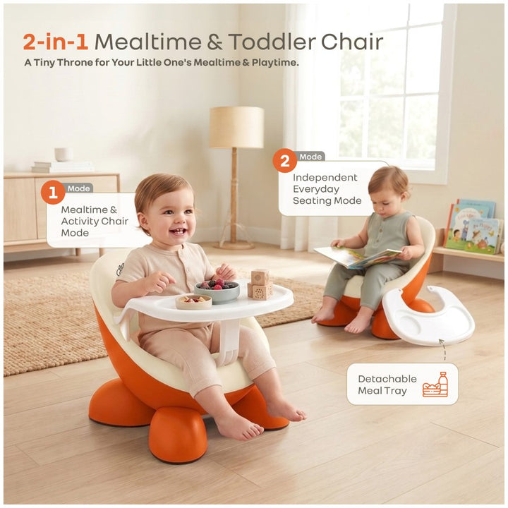 Jelly Bean Fab 2 in 1 Multipurpose Kids Chair and Meal Chair - Orange Cream
