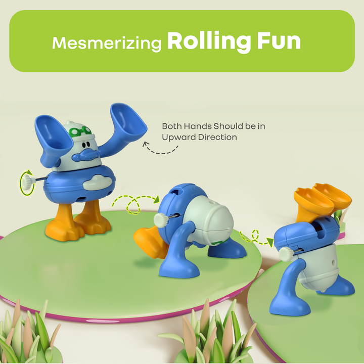 Orapple Flip n Hop Wind-Up Toy for Babies & Toddlers, Safe ABS Material, Educational Mechanical Flip Toy, Set of 2