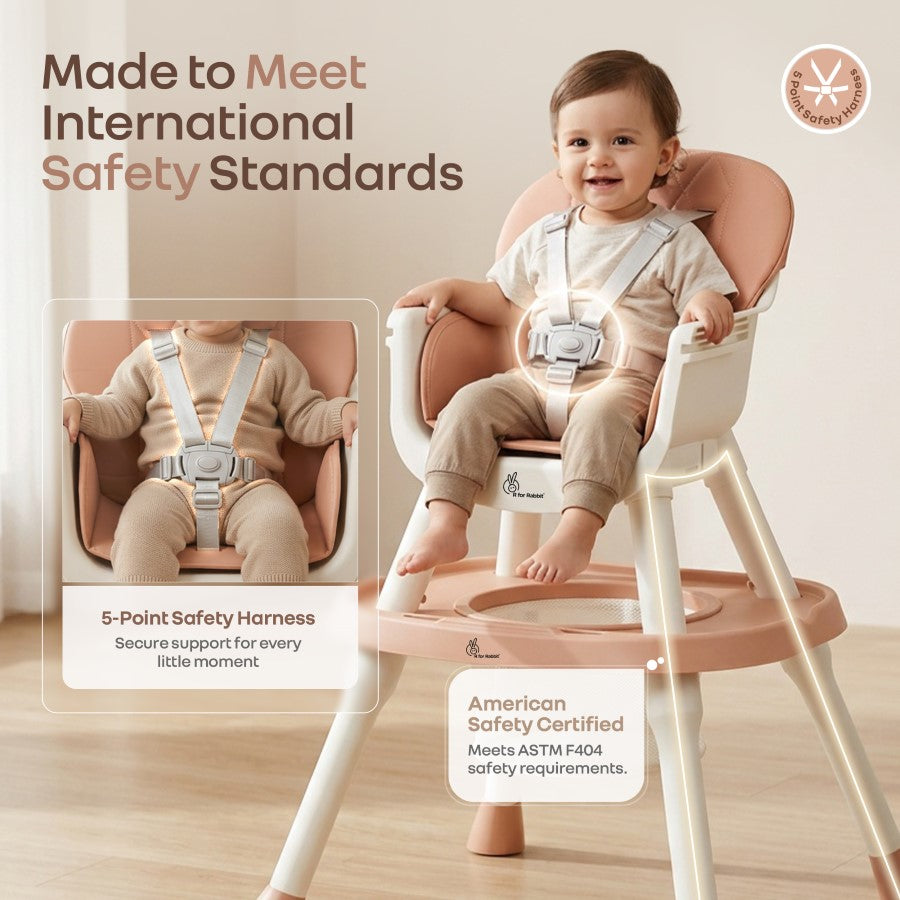 Cherry Berry Multi High Chair For Kids - Soft Peach