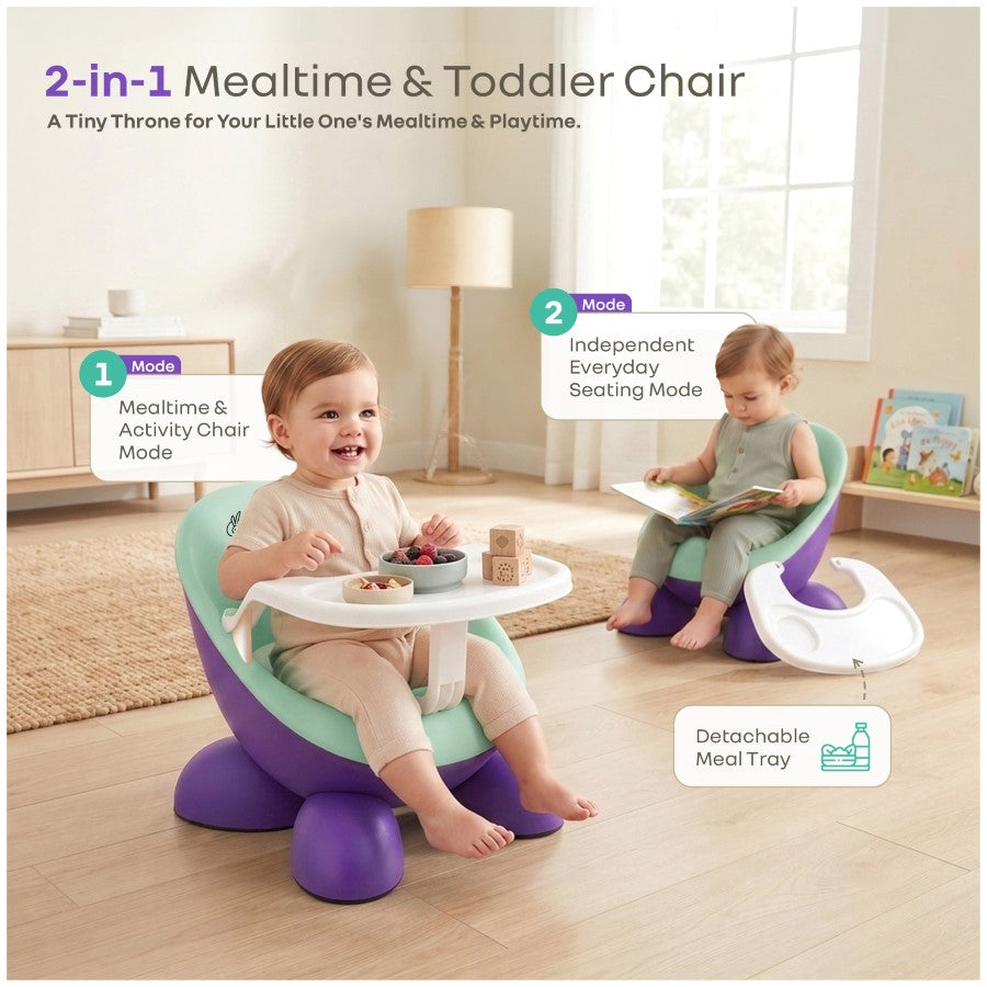 Jelly Bean Fab 2 in 1 Multipurpose Kids Chair and Meal Chair - Purple Green
