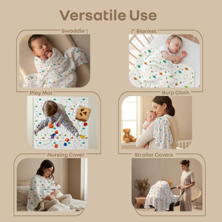 Cuddlez 100% Muslin Baby Swaddle for Newborns (Pack of 3)