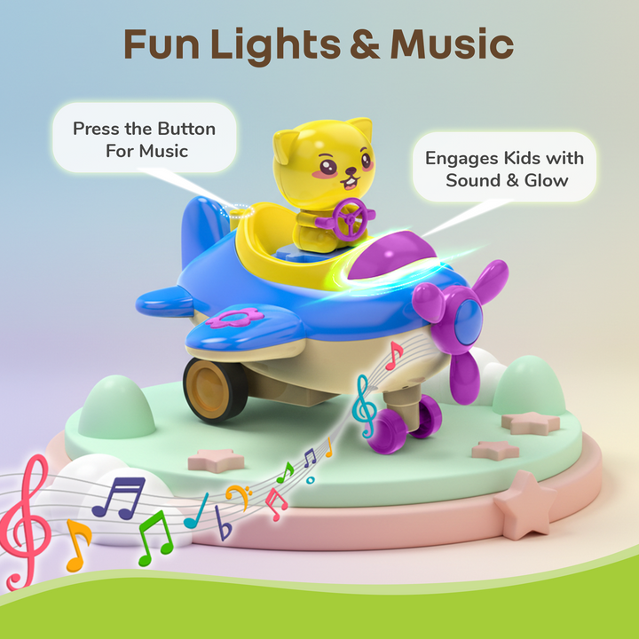 Orapple Aero Rider - BPA-Free, Non-Toxic Baby Airplane Push Toy with Lights & Music (Pack of 2)