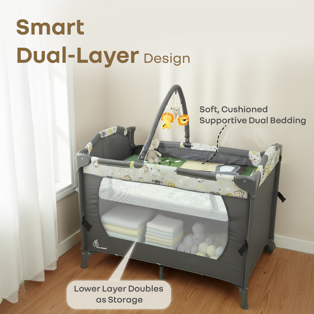 Hide N Seek Bliss Baby Cot - Safe, Cozy & Foldable Cot for Babies 0-3 Years