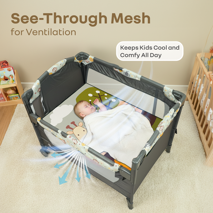 Hide N Seek Bliss Baby Cot - Safe, Cozy & Foldable Cot for Babies 0-3 Years
