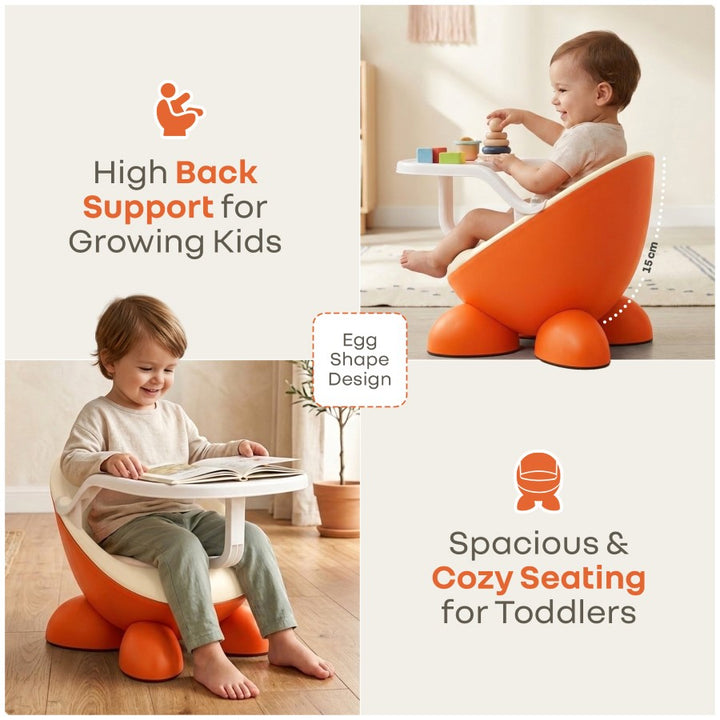Jelly Bean Fab 2 in 1 Multipurpose Kids Chair and Meal Chair - Orange Cream