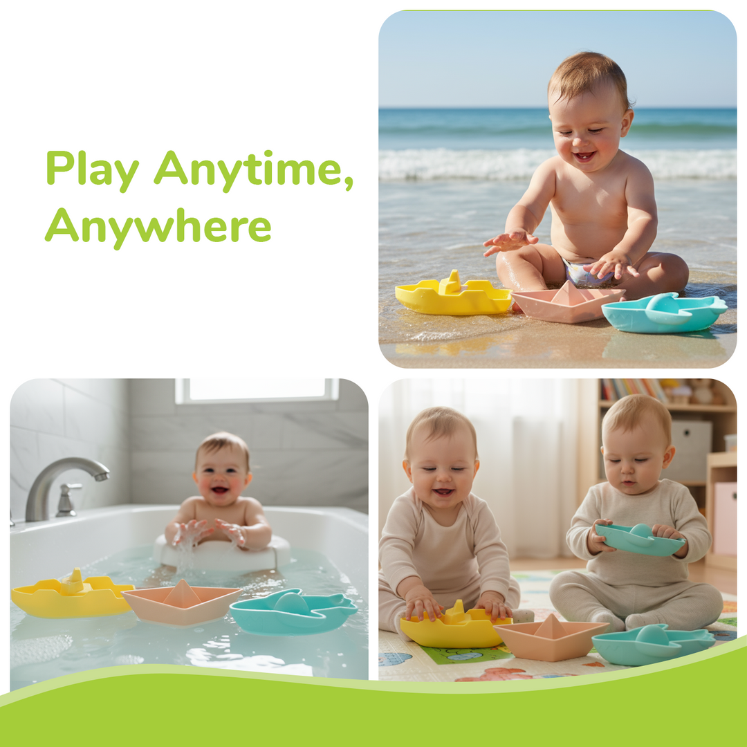 Orapple Floater Baby Bath Toys - BPA-Free Silicone Floating Toys (Pack of 3)