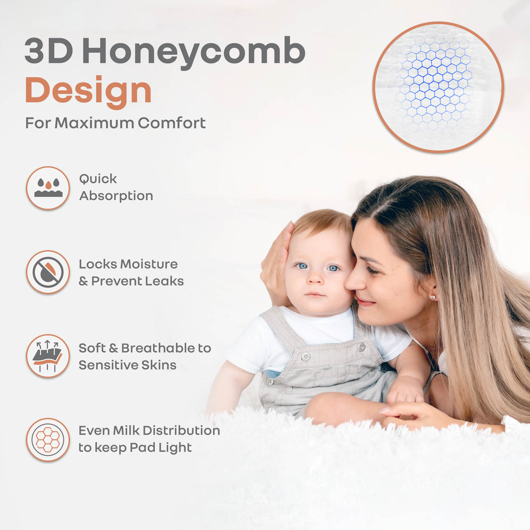 Comfy Shield Breast Pads for Moms - 24-Hour Day & Night Leak Protection