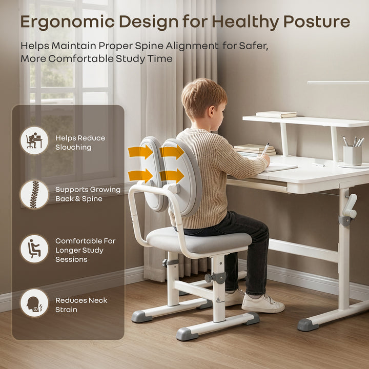 Kiddie Grow Edge Kids Study Table & Chair Set for 3–15 Years, Hydraulic Height Adjustable, Ergonomic Chair, Storage Drawer, Upto 100 kg