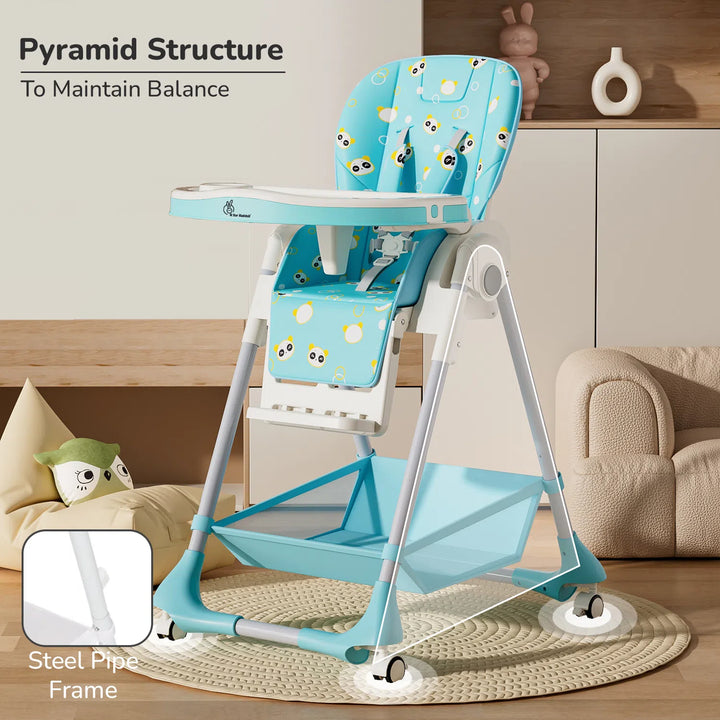 Marshmallow High Chair - 7 Level Height Adjustment, 3 Recline Modes, Adjustable & Removable Double Meal Tray, 6 months-5 years