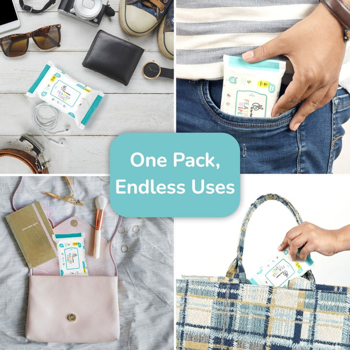 Feather Aqua Wipes Pack of 10 Combo Travel Pack Of 40 Units