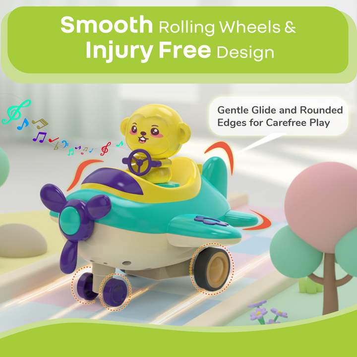 Orapple Aero Rider - BPA-Free, Non-Toxic Baby Airplane Push Toy with Lights & Music (Pack of 2)