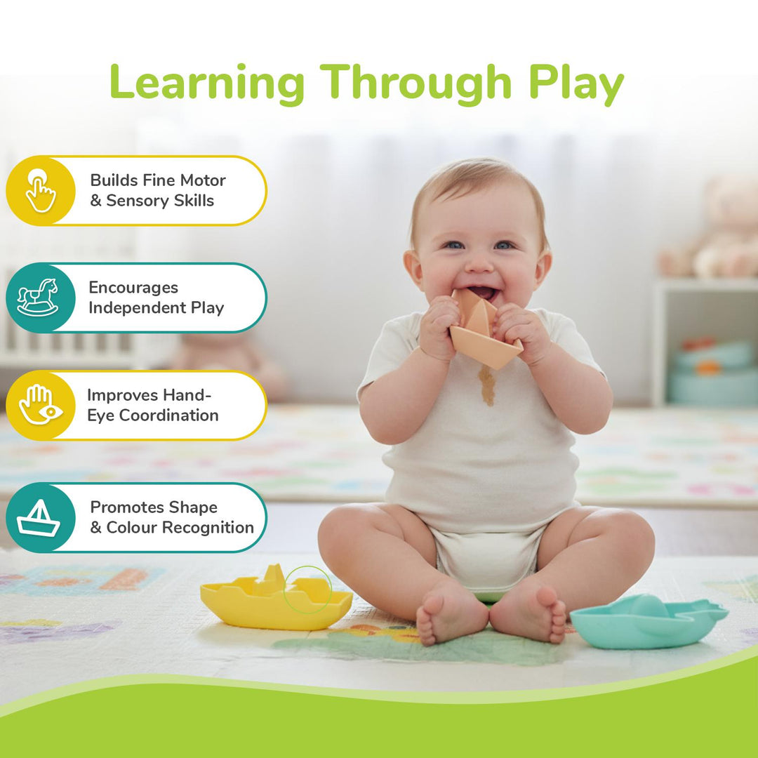 Orapple Floater Baby Bath Toys - BPA-Free Silicone Floating Toys (Pack of 3)