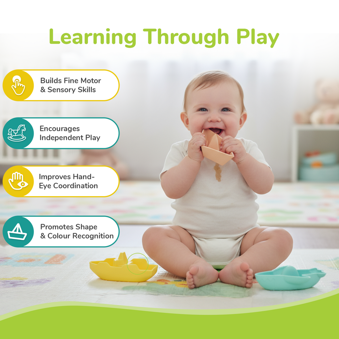 Orapple Floater Baby Bath Toys - BPA-Free Silicone Floating Toys (Pack of 3)