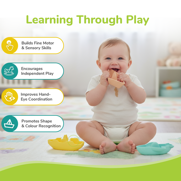 Orapple Floater Baby Bath Toys - BPA-Free Silicone Floating Toys (Pack of 3)