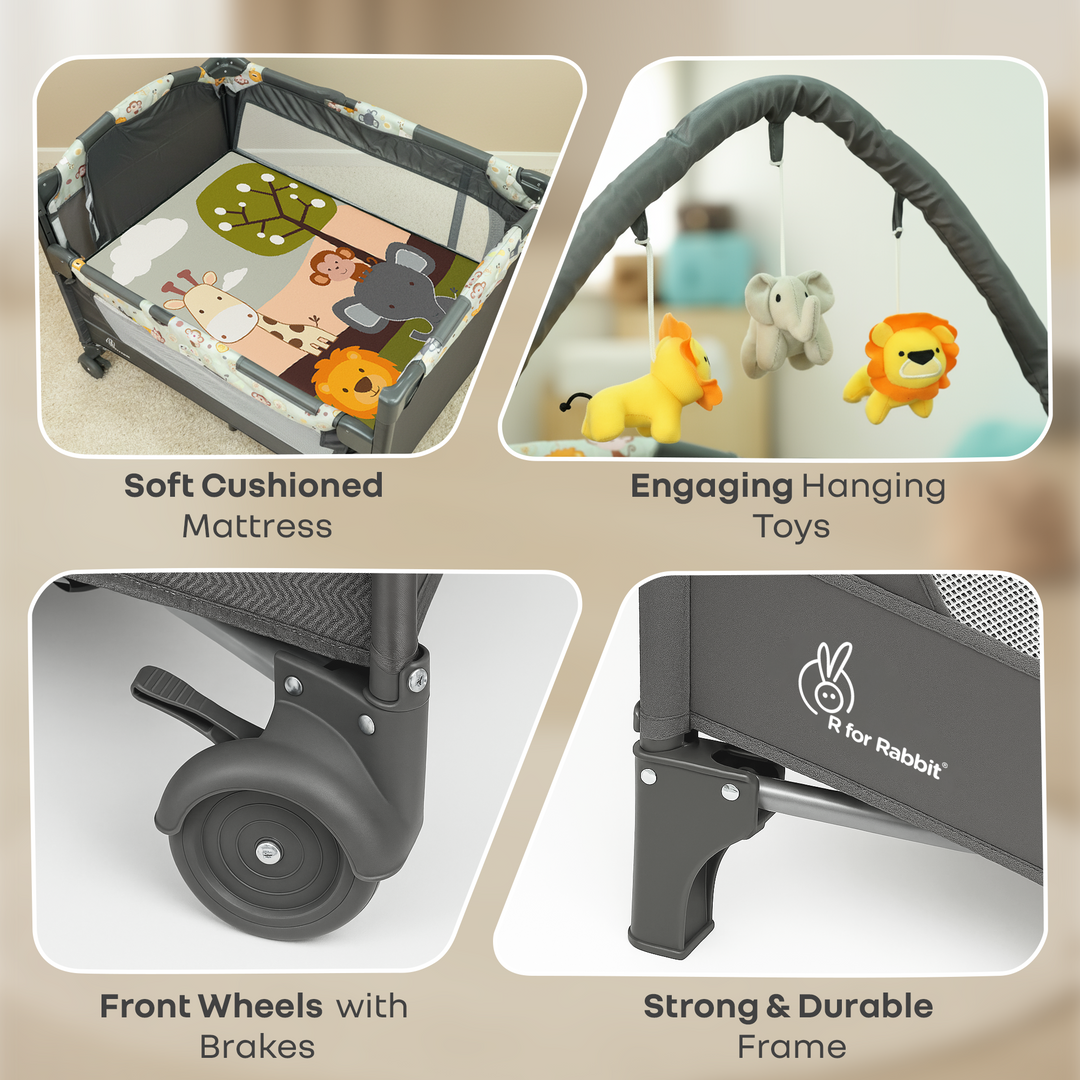 Hide N Seek Bliss Baby Cot - Safe, Cozy & Foldable Cot for Babies 0-3 Years