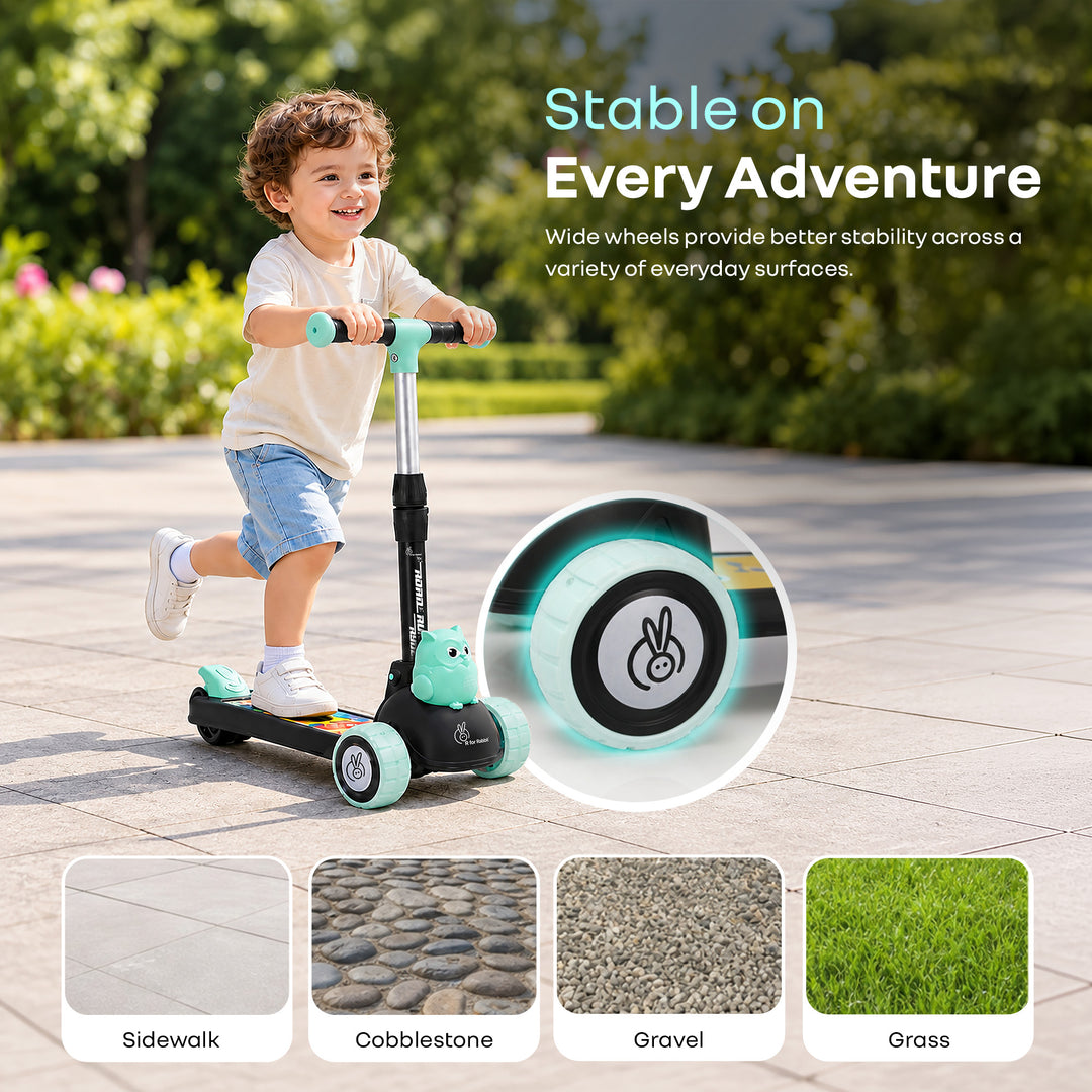 Road Runner Ryder Kids Scooter - PU LED wheels & Multi-Level Height Adjustment - Black Blue
