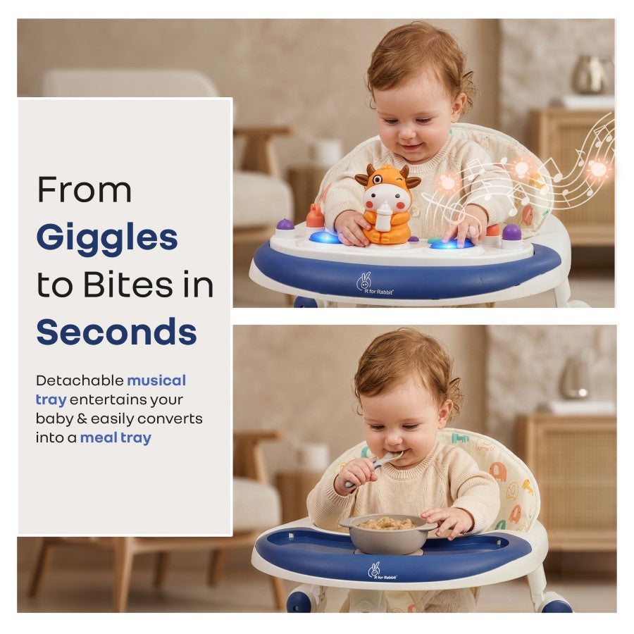 Little Feet Plus Walker - Detachable Toy Bar With Music & Light - Blue White