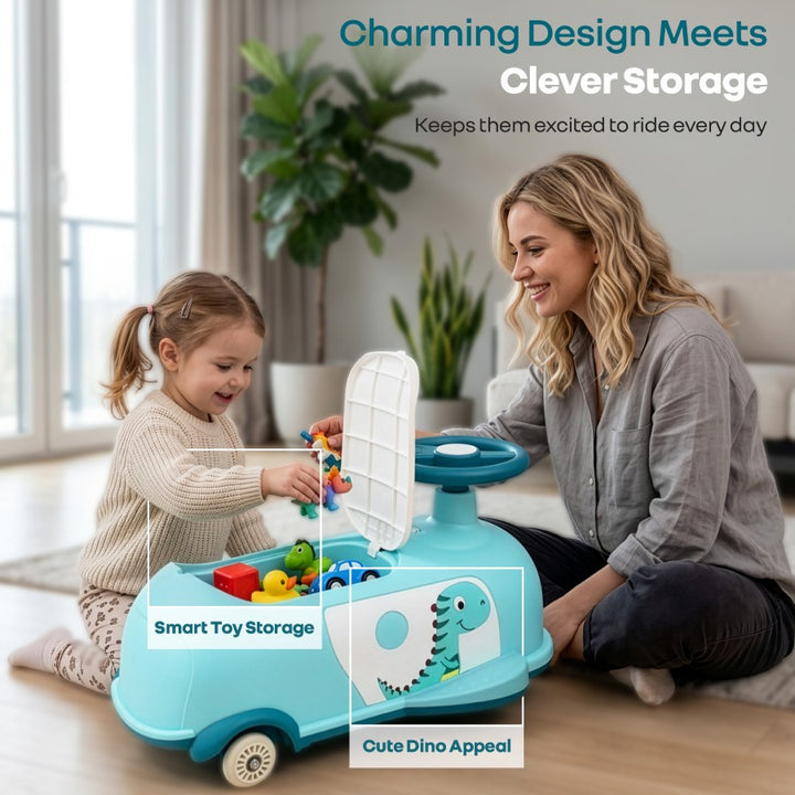 Iya Iya Poppy 3 in 1 Kids Swing Car - Self-Steering Swing Action - Scratch Free Quiet Wheels With ABEC 7 Bearing - Age 2+ Years - Lake Blue