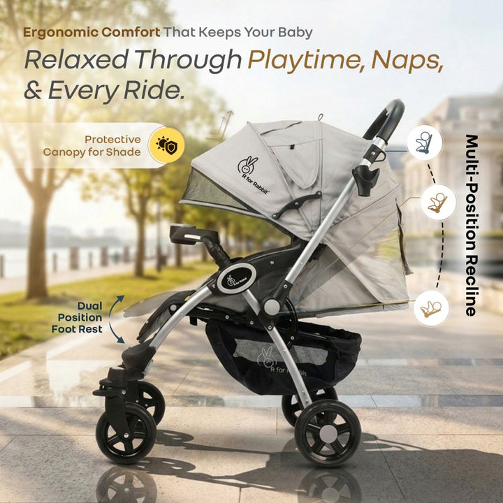 Chocolate Ride Baby Stroller With Personalized Name Plate - Rainbow