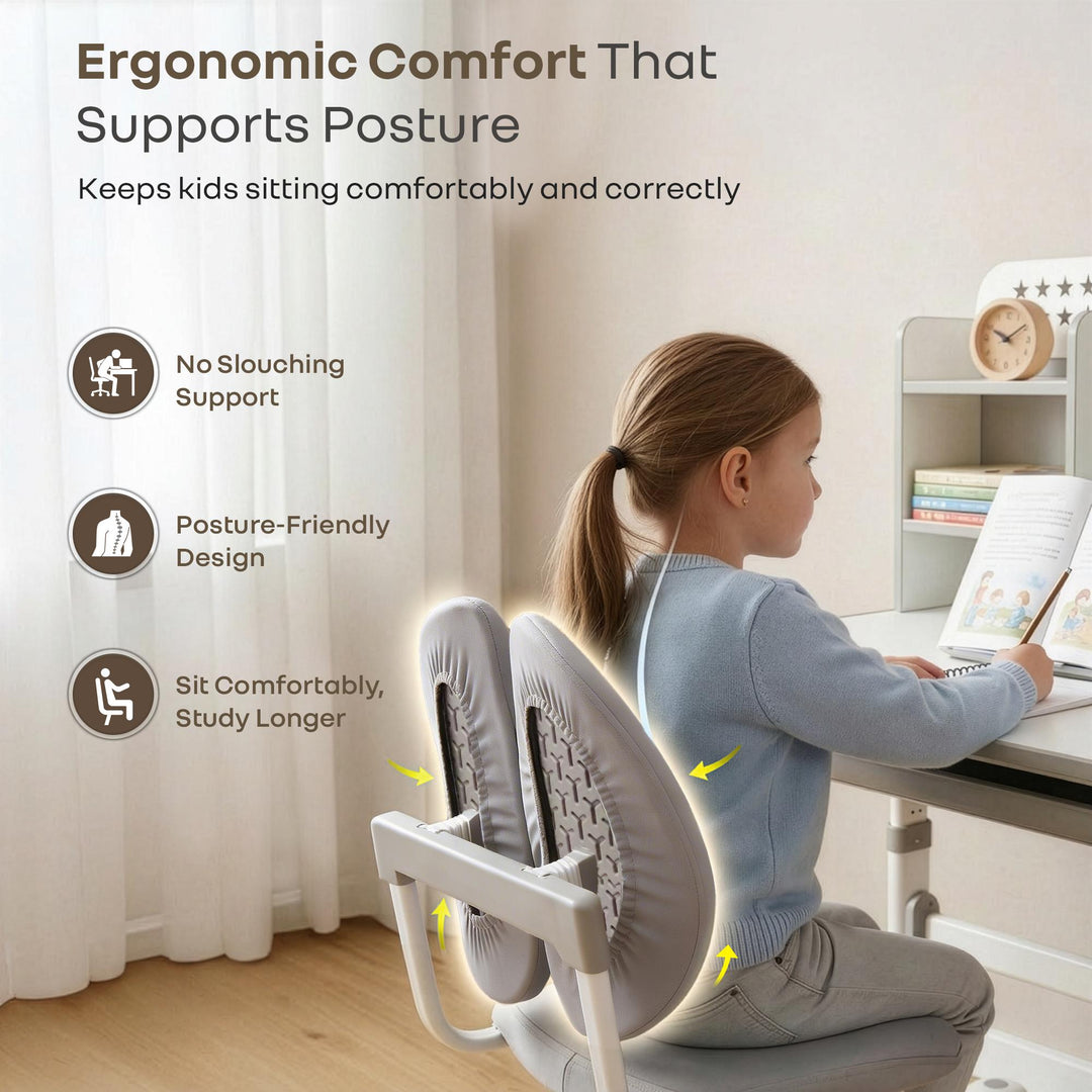 Kiddie Grow Flex Adjustable Kids Study Table with Chair – Ergonomic Desk with Storage Shelves, Drawer, Spacious Tabletop & Height Adjustment for Growing Kids (3–15 Years)