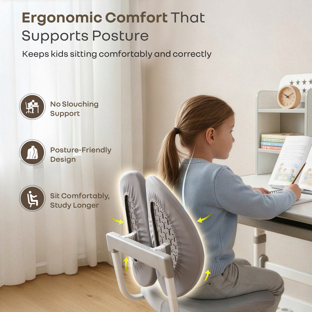 Kiddie Grow Flex Adjustable Kids Study Table with Chair – Ergonomic Desk with Storage Shelves, Drawer, Spacious Tabletop & Height Adjustment for Growing Kids (3–15 Years)