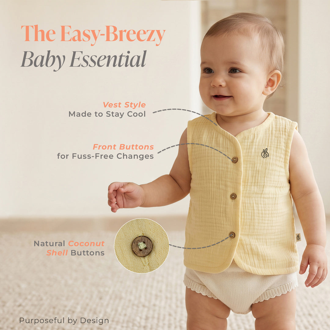 Pastelpops Multicolor Cotton Crinkle Front Open Vest Pack of 3 (Design A)