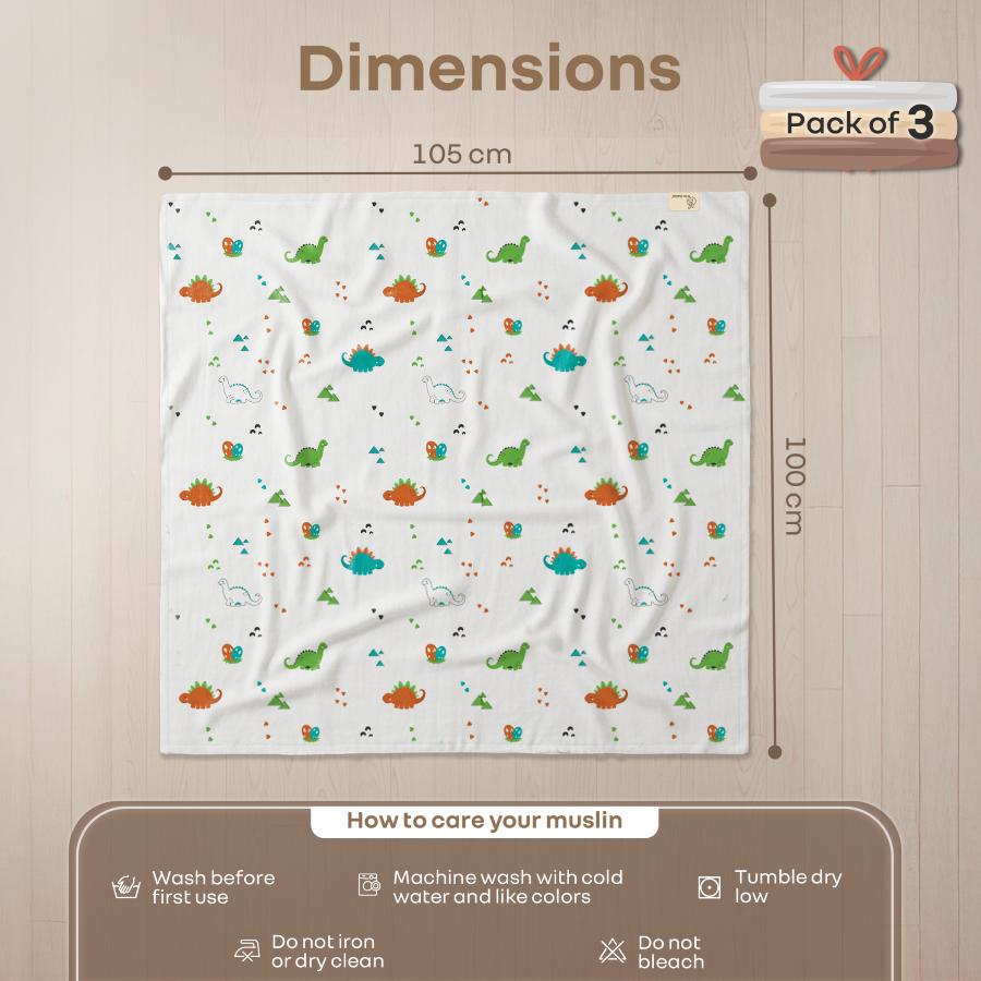 Cuddlez 100% Muslin Baby Swaddle for Newborns (Pack of 3)