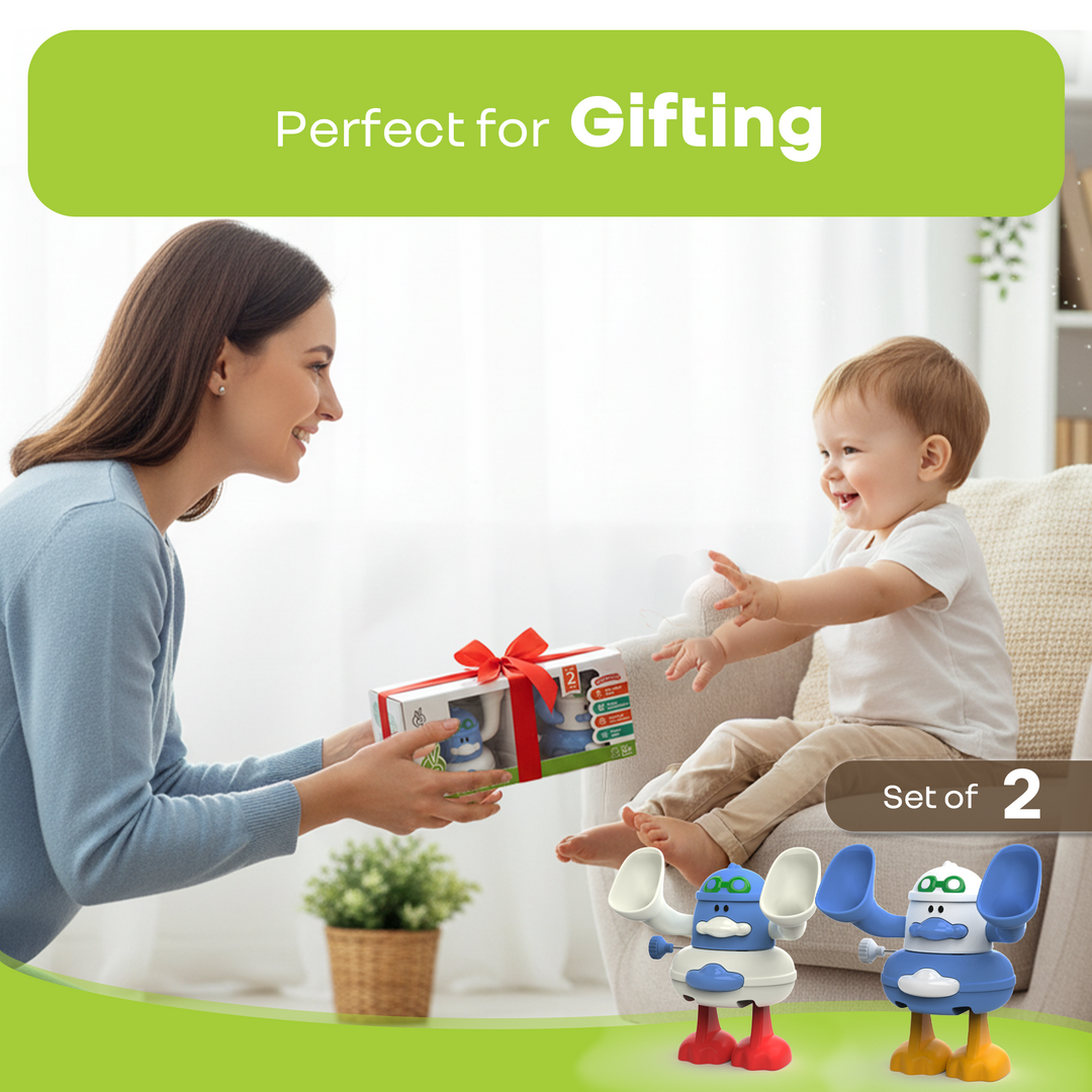 Orapple Flip n Hop Wind-Up Toy for Babies & Toddlers, Safe ABS Material, Educational Mechanical Flip Toy, Set of 2