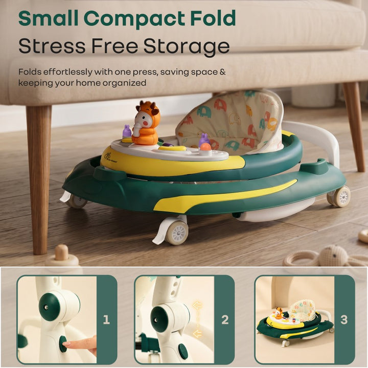Little Feet Plus Walker - Detachable Toy Bar With Music & Light - Green Yellow