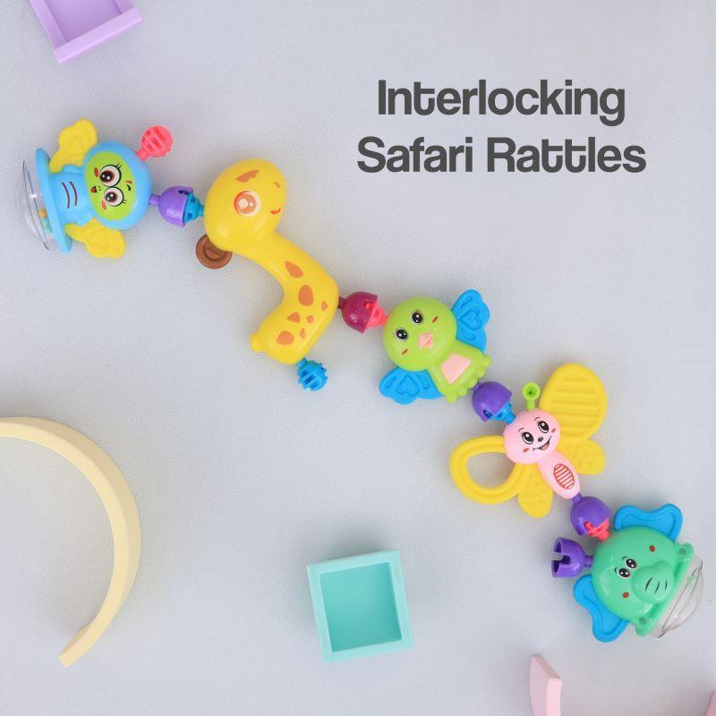 Safari Rabbit Baby First Jingle Safari Baby Rattle Set (Multicolor) Pack of 5 BIS Safe - R for ...