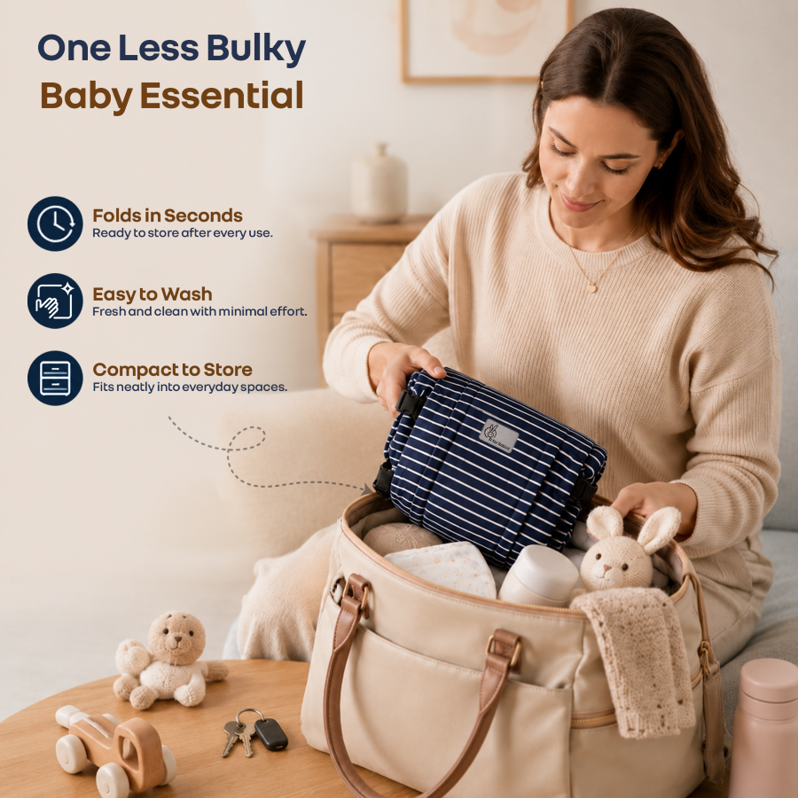 Solo Wrap Flexi Hands-Free Baby Carrier with Dual Carry Positions and 3-Point Support Design – Oxford Blue Stripes