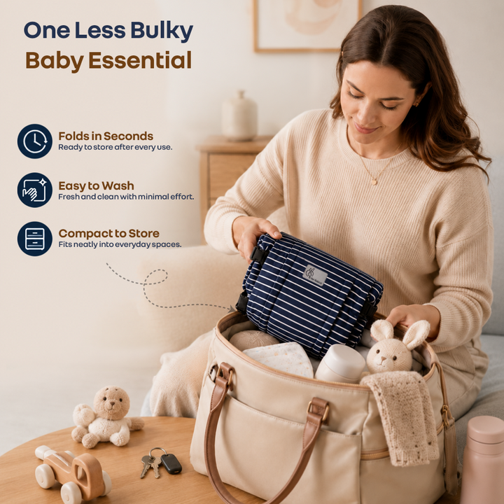 Solo Wrap Flexi Hands-Free Baby Carrier with Dual Carry Positions and 3-Point Support Design – Oxford Blue Stripes