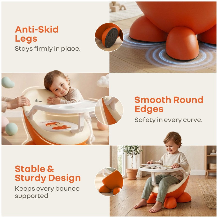 Jelly Bean Fab 2 in 1 Multipurpose Kids Chair and Meal Chair - Orange Cream
