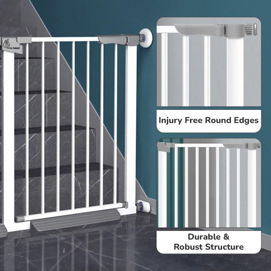 R for Rabbit Baby Safety Gate for Kids Child Stair Barrier with Two-Way Auto-Close