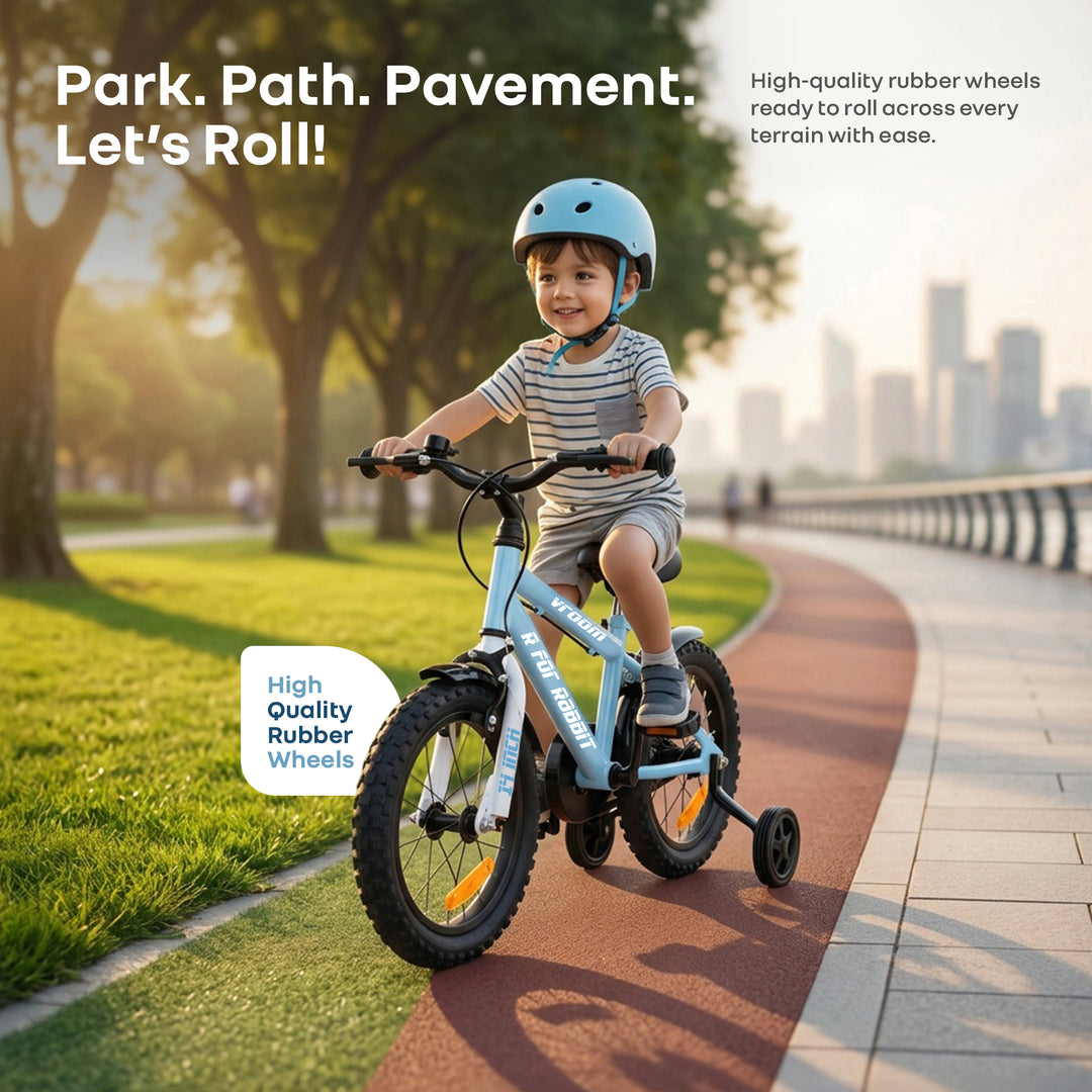 Vroom Bicycle For Kids 14 Inch With 90% Plug and Play For Ease of Installation - Lake Blue