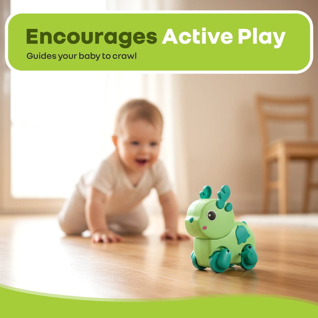 Orapple Safari - Set of 4 Windup Animal Toys for Babies (Panda, Lion, Elephant, Deer)