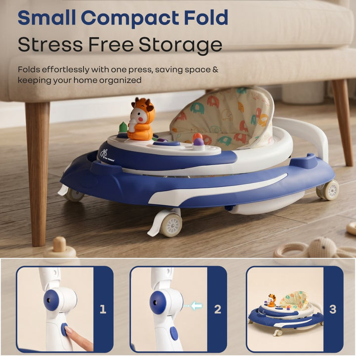 Little Feet Plus Walker - Detachable Toy Bar With Music & Light - Blue White