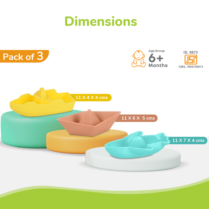 Orapple Floater Baby Bath Toys - BPA-Free Silicone Floating Toys (Pack of 3)