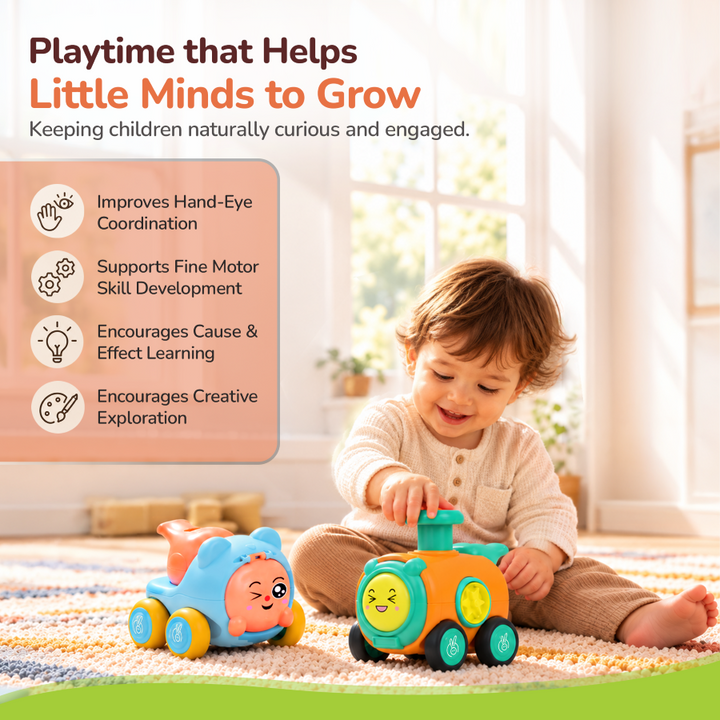 Orapple Whizplay BIS Safety Certified Set of 2 Whistle Toy and Push Toy