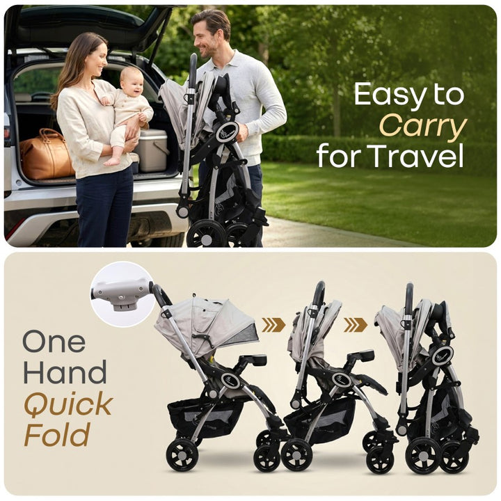 Chocolate Ride Baby Stroller With Personalized Name Plate - Rainbow