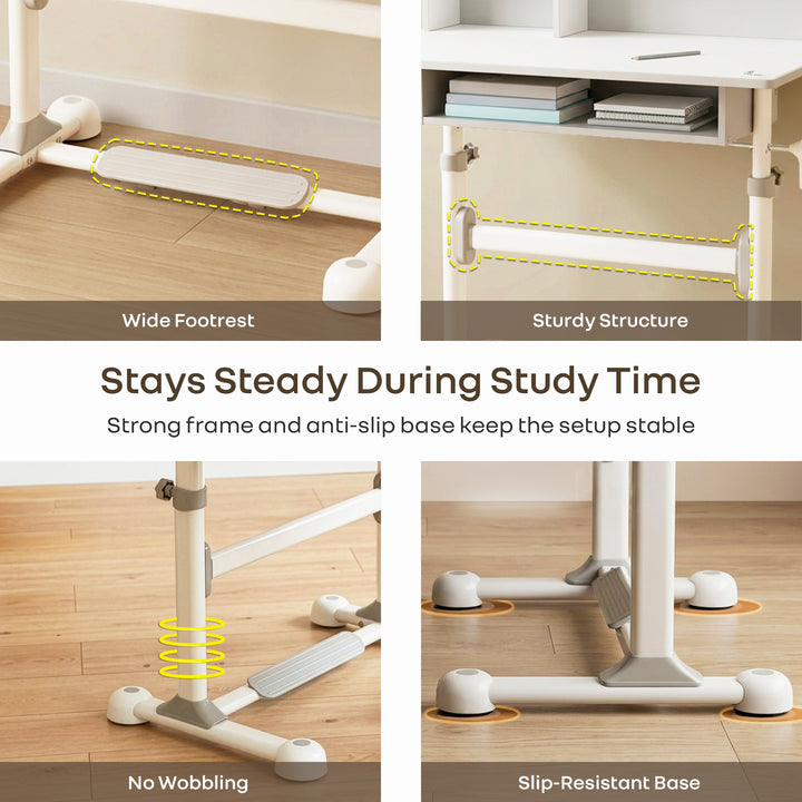 Kiddie Grow Flex Adjustable Kids Study Table with Chair – Ergonomic Desk with Storage Shelves, Drawer, Spacious Tabletop & Height Adjustment for Growing Kids (3–15 Years)