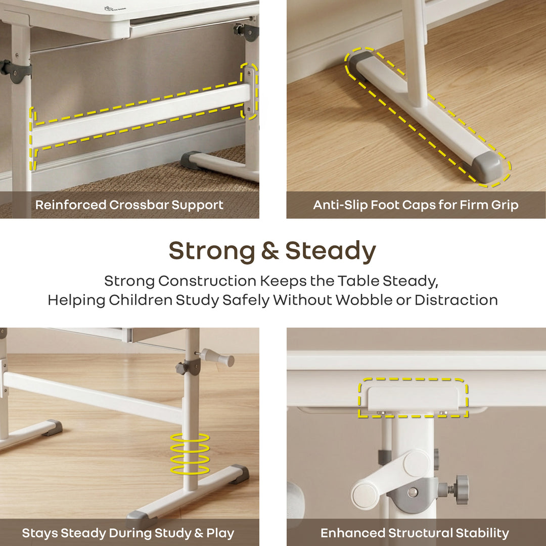 Kiddie Grow Edge Kids Study Table & Chair Set for 3–15 Years, Hydraulic Height Adjustable, Ergonomic Chair, Storage Drawer, Upto 100 kg