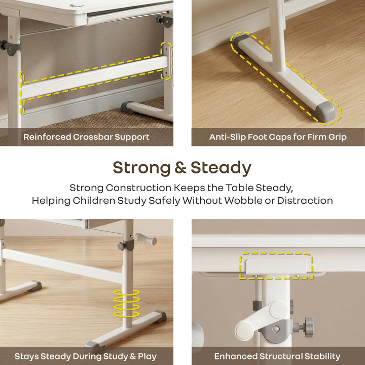 Kiddie Grow Edge Kids Study Table & Chair Set for 3–15 Years, Hydraulic Height Adjustable, Ergonomic Chair, Storage Drawer, Upto 100 kg