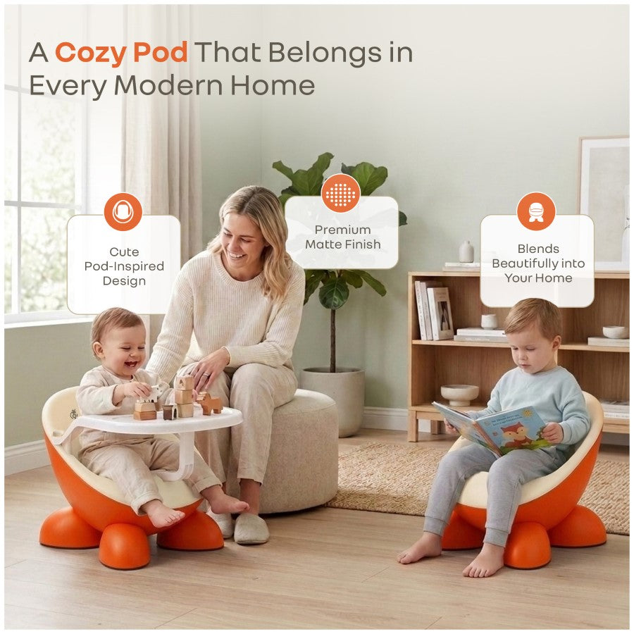 Jelly Bean Fab 2 in 1 Multipurpose Kids Chair and Meal Chair - Orange Cream
