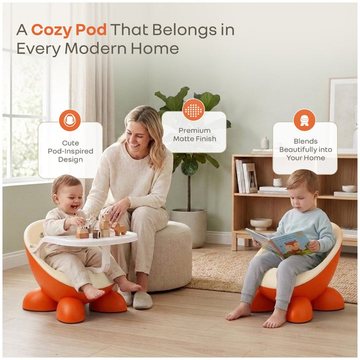 Jelly Bean Fab 2 in 1 Multipurpose Kids Chair and Meal Chair - Orange Cream