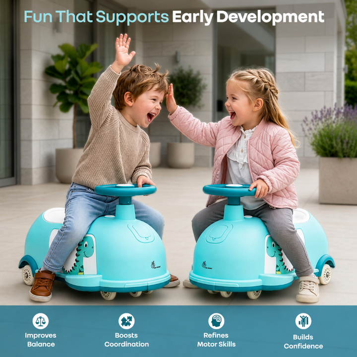 Iya Iya Poppy 3 in 1 Kids Swing Car - Self-Steering Swing Action - Scratch Free Quiet Wheels With ABEC 7 Bearing - Age 2+ Years - Lake Blue