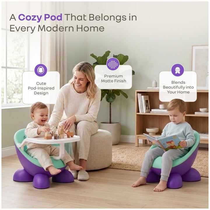 Jelly Bean Fab 2 in 1 Multipurpose Kids Chair and Meal Chair - Purple Green