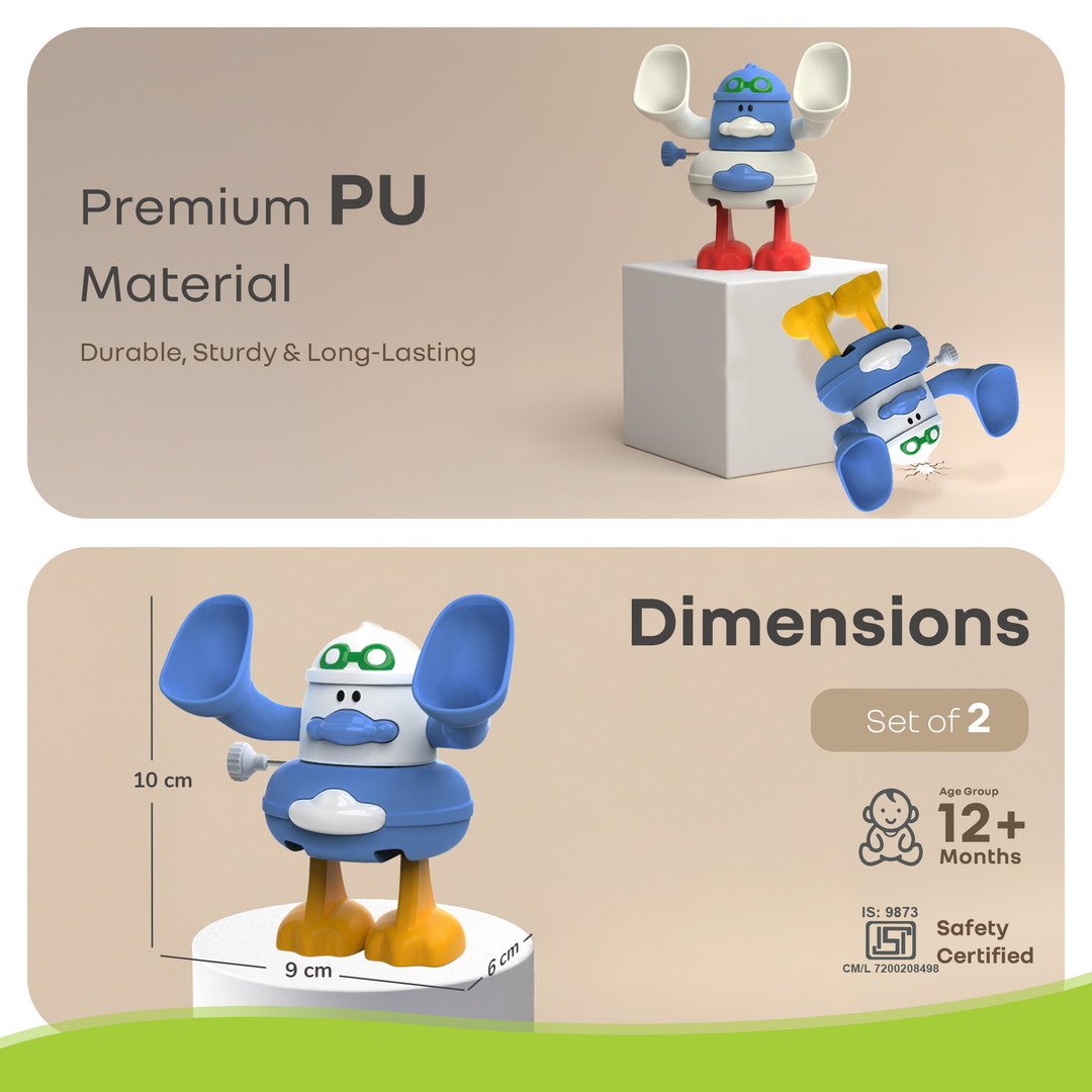 Orapple Flip n Hop Wind-Up Toy for Babies & Toddlers, Safe ABS Material, Educational Mechanical Flip Toy, Set of 2