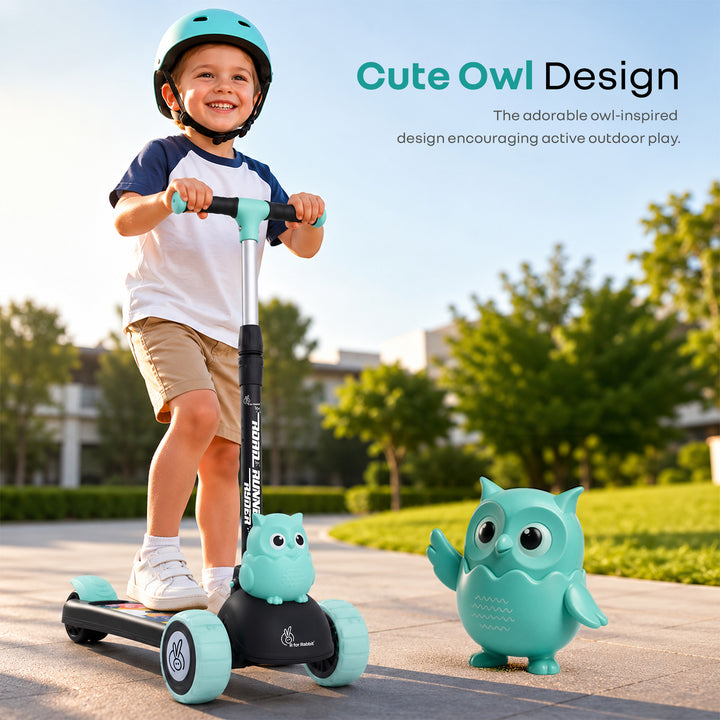 Road Runner Ryder Kids Scooter - PU LED wheels & Multi-Level Height Adjustment - Black Blue