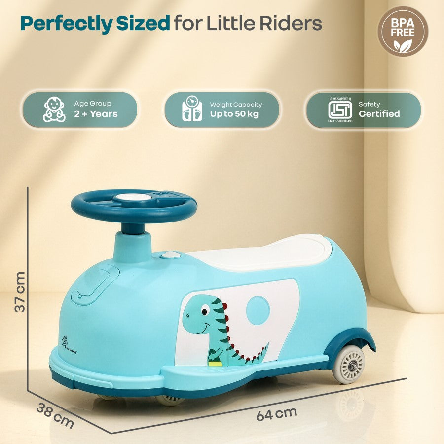 Iya Iya Poppy 3 in 1 Kids Swing Car - Self-Steering Swing Action - Scratch Free Quiet Wheels With ABEC 7 Bearing - Age 2+ Years - Lake Blue